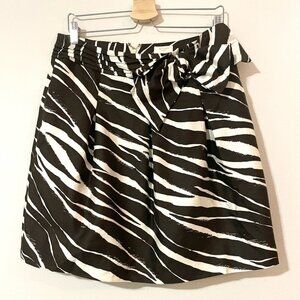 Kate Spade Kolette Bow Safari Semi Pleated Skirt Brown Cream Size 10